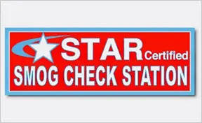 A red and white sign that says star certified dog check station.
